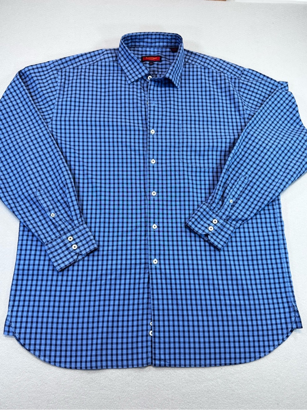 Austin Reed Blue and Navy Checked Dress Shirt XXL